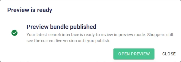 Preview ready dialog with Open Preview button