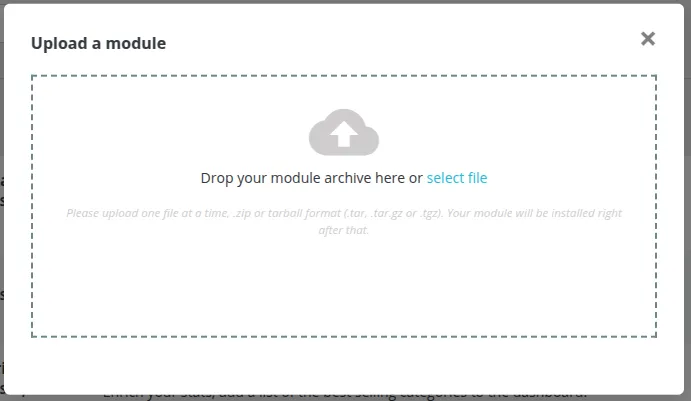 Upload module popup