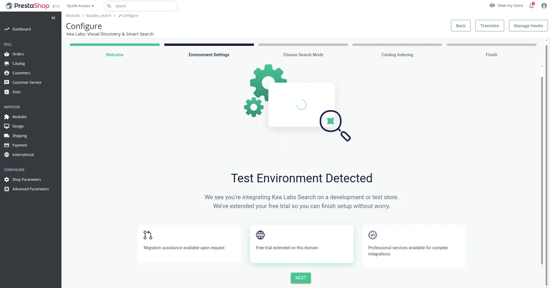 Wizard - Step 2: Environment