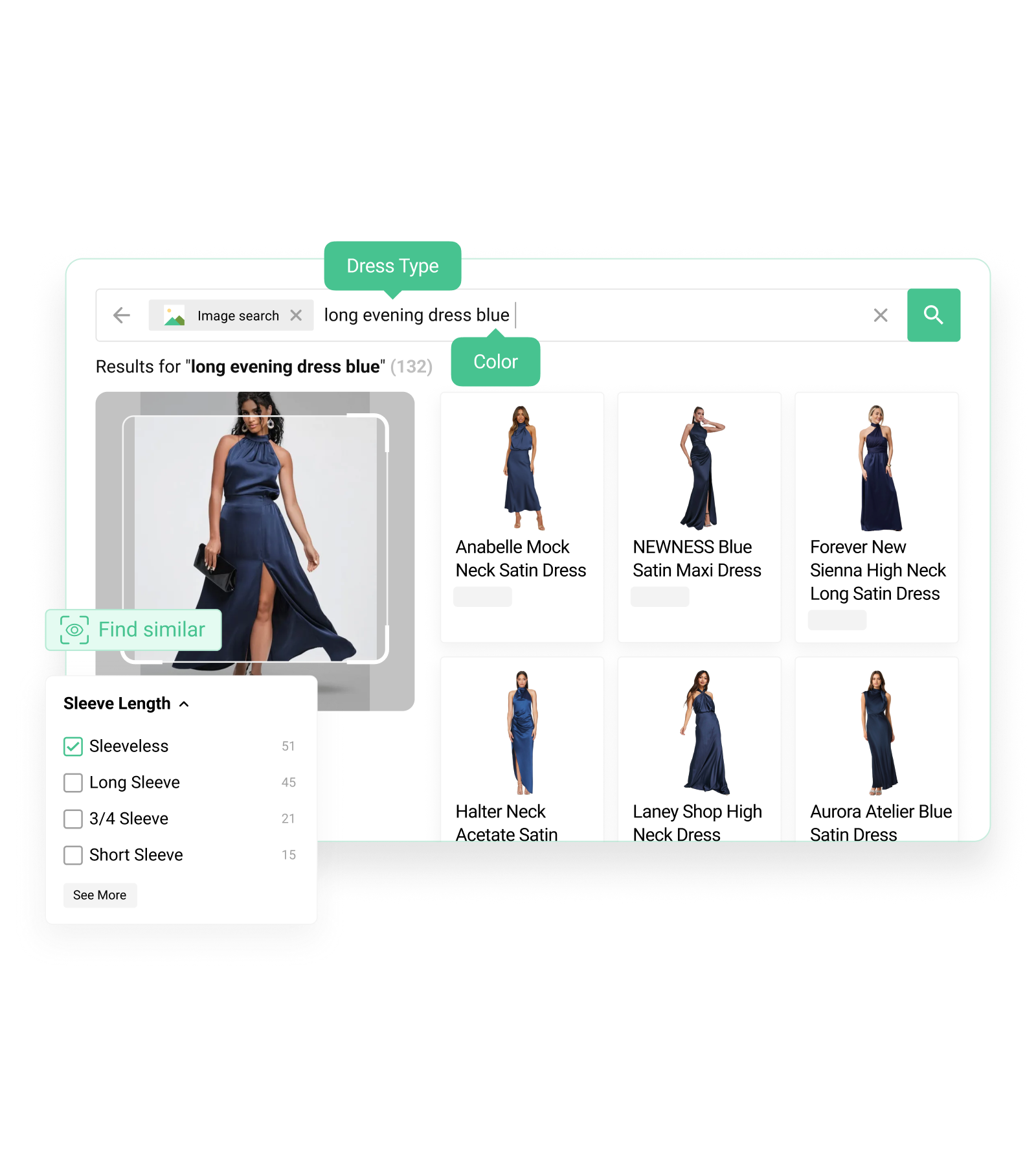 Kea Labs Visual Discovery and Smart Search screens for image search, similar products, and product discovery